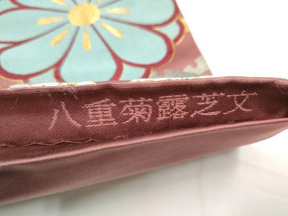 平和屋着物●西陣織　天平初年創始の京の老舗　洛陽織物　六通柄袋帯　唐織　八重菊霞芝文　金糸　正絹　逸品　CABE8529hy