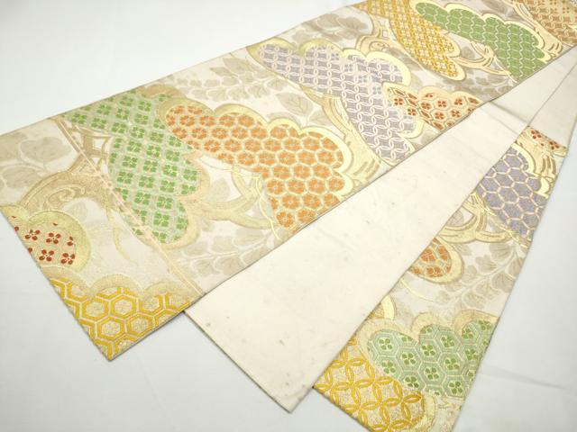 平和屋着物●西陣　川島織物　六通柄　本袋帯　唐織　舞花文　金糸　正絹　逸品　CABE8537hy