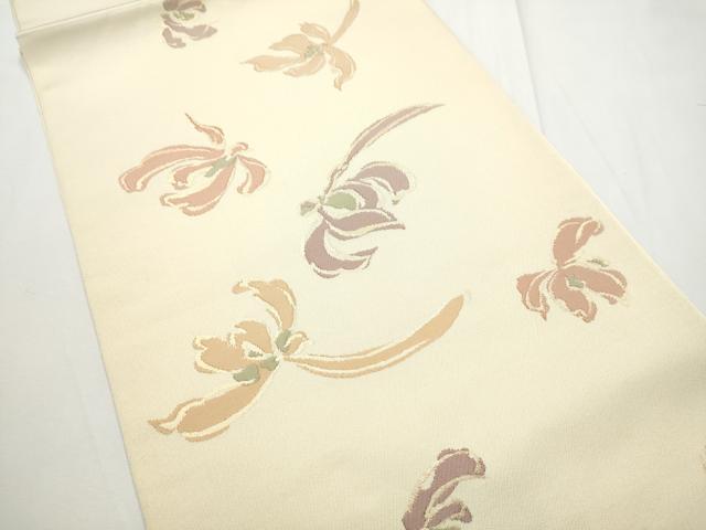 平和屋着物●西陣　川島織物　六通柄　本袋帯　舞花文　金糸　正絹　逸品　CABE8547hy
