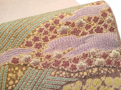 平和屋着物●十日町 名門 滝泰謹製 中国三大刺繍 相良刺繍 太鼓柄袋帯 襲ね絞り おぼろ染め 流水舞花文 金糸 正絹 逸品 CABE8549hy