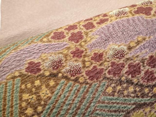 平和屋着物○十日町 名門 滝泰謹製 中国三大刺繍 相良刺繍 太鼓柄袋帯