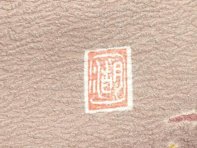 平和屋着物●十日町 名門 滝泰謹製 中国三大刺繍 相良刺繍 太鼓柄袋帯 襲ね絞り おぼろ染め 流水舞花文 金糸 正絹 逸品 CABE8549hy