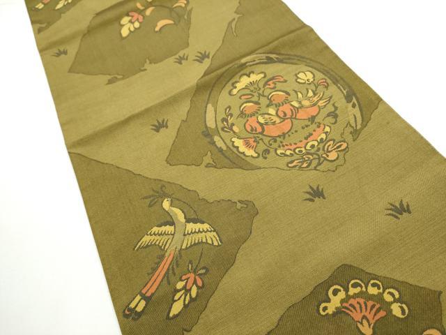 平和屋着物●六通柄袋帯　花喰鳥　正絹　逸品　CABE8557hy