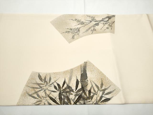 平和屋着物●塩瀬　太鼓柄袋帯　手描き　地紙花文　金彩　正絹　逸品　CABE8558hy