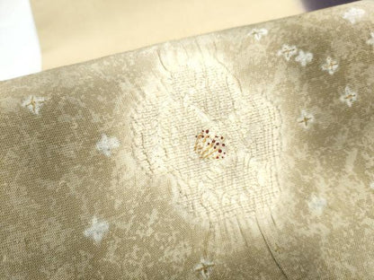 平和屋着物●太鼓柄袋帯　紬地　絞り　舞花文　さが美扱い　正絹　逸品　CABE8563hy