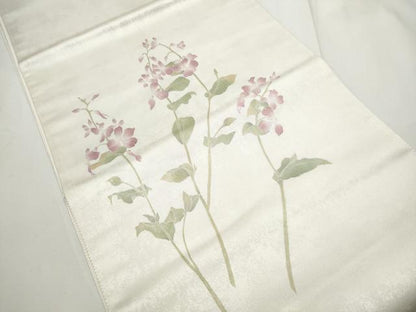 平和屋着物●太鼓柄袋帯　作家物　枝花文　引箔　正絹　逸品　CABE8565hy