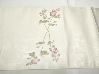 平和屋着物●太鼓柄袋帯　作家物　枝花文　引箔　正絹　逸品　CABE8565hy