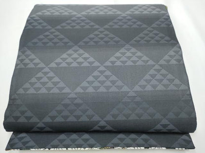 平和屋着物●両方向　両面　全通柄袋帯　舞菊文　黒地　金糸　正絹　逸品　CABE8571hy