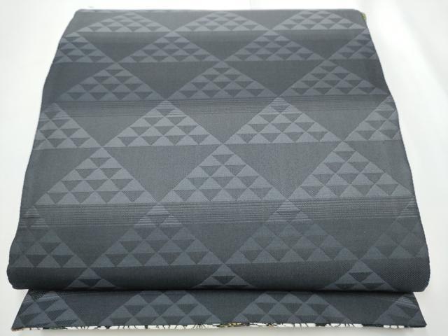 平和屋着物●両方向　両面　全通柄袋帯　舞菊文　黒地　金糸　正絹　逸品　CABE8571hy