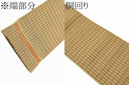 平和屋着物●男性　本場筑前博多織　角帯　格子柄　証紙付き　正絹　逸品　CABE8578hy