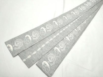 平和屋着物●男性　両面　角帯　お面　綿　逸品　CABE8579hy