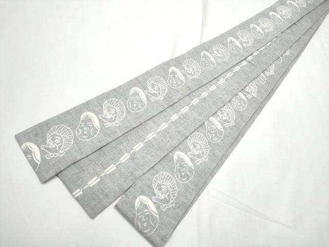 平和屋着物●男性　両面　角帯　お面　綿　逸品　CABE8579hy