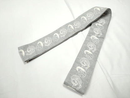 平和屋着物●男性　両面　角帯　お面　綿　逸品　CABE8579hy