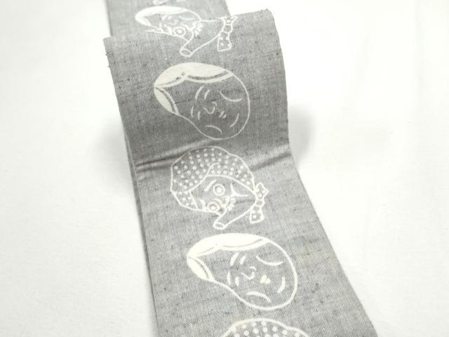 平和屋着物●男性　両面　角帯　お面　綿　逸品　CABE8579hy