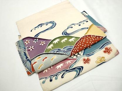 平和屋着物●つけ帯　型染め　遠山松竹梅　鬼しぼ縮緬　正絹　逸品　CABE8591hy