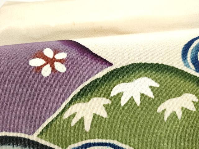 平和屋着物●つけ帯　型染め　遠山松竹梅　鬼しぼ縮緬　正絹　逸品　CABE8591hy