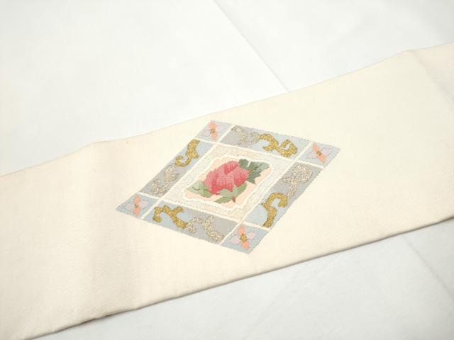 平和屋着物●爪掻き本綴れ　つけ帯　枝牡丹　金銀糸　正絹　逸品　CABE8592hy