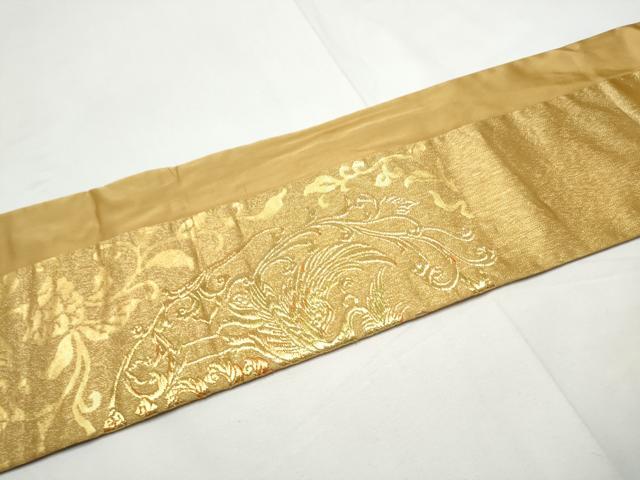 平和屋着物●つけ帯　向かい鳥花文　金糸　正絹　逸品　CABE8593hy