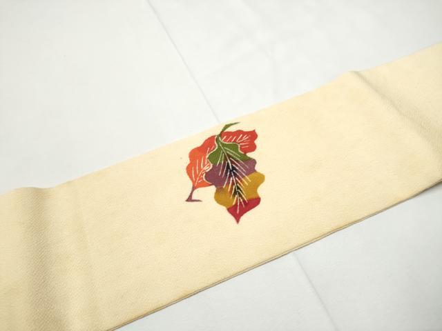 平和屋着物●つけ帯　型染め　成物　鬼しぼ縮緬　正絹　逸品　CABE8595hy