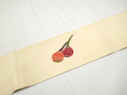 平和屋着物●つけ帯　型染め　成物　鬼しぼ縮緬　正絹　逸品　CABE8595hy