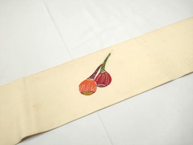 平和屋着物●つけ帯　型染め　成物　鬼しぼ縮緬　正絹　逸品　CABE8595hy