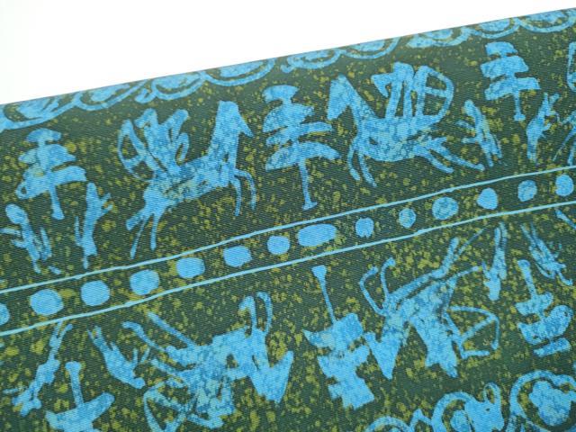 平和屋着物●塩瀬　つけ帯　ろうけつ染　狩猟文　正絹　逸品　CABE8596hy