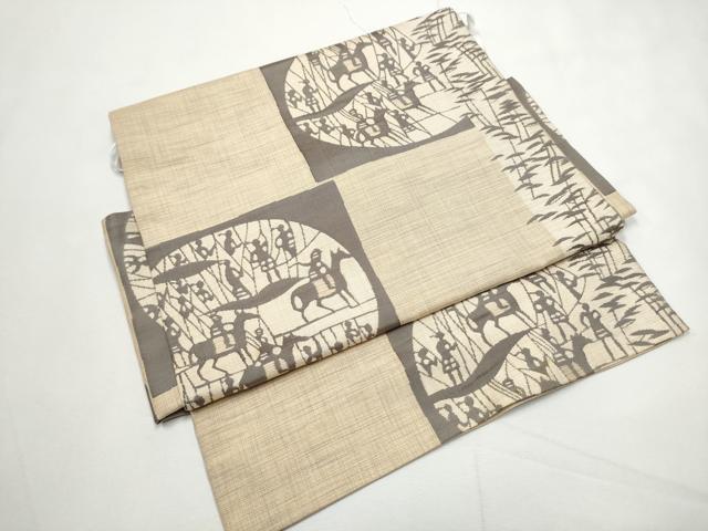 平和屋着物●名門木屋太　今河織物　六通柄袋帯　花鳥丸文　正絹　逸品　CABC4765dy 平和屋着物○名門木屋太 今河織物 六通柄 本袋帯 花鳥文 正絹 逸品