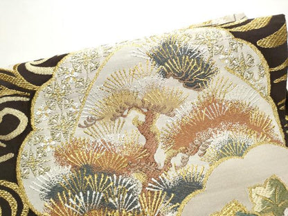 平和屋着物●西陣　河合美術織物謹製　つけ帯　栄昌綴　手織　鏡裏秀栄文　金糸　正絹　逸品　CABE8598hy