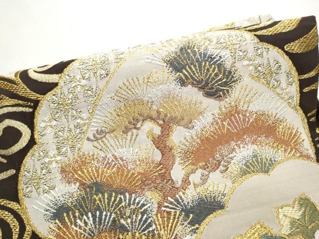 平和屋着物●西陣　河合美術織物謹製　つけ帯　栄昌綴　手織　鏡裏秀栄文　金糸　正絹　逸品　CABE8598hy
