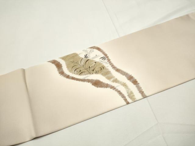 平和屋着物●日本工芸会正会員　福村廣利　絵絞庵　塩瀬　九寸名古屋帯　草花文　三越扱い　正絹　逸品　CABE8602hy