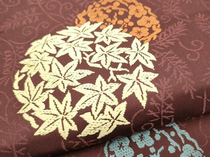 平和屋着物●西陣　川島織物　九寸名古屋帯　唐織　草花丸文　正絹　逸品　CABE8605hy