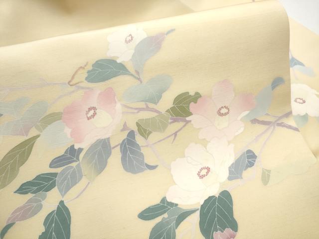 平和屋着物●九寸名古屋帯　紬地　友禅　枝花文　正絹　逸品　CABE8619hy