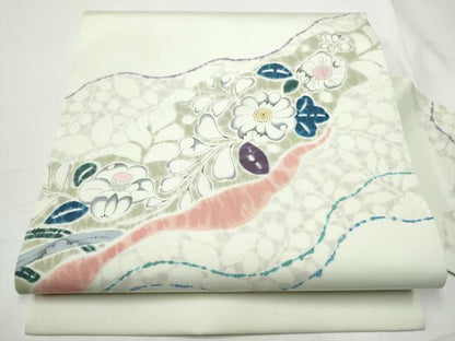 平和屋着物●塩瀬　九寸名古屋帯　作家物　辻が花　正絹　逸品　CABE8620hy
