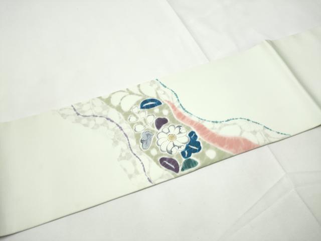 平和屋着物●塩瀬　九寸名古屋帯　作家物　辻が花　正絹　逸品　CABE8620hy