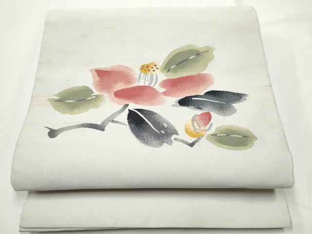 平和屋着物●爪掻き本綴れ　八寸名古屋帯　作家物　枝花文　銀糸　正絹　逸品　CABE8622hy 平和屋着物○爪掻き本綴れ 八寸名古屋帯 作家物 枝花