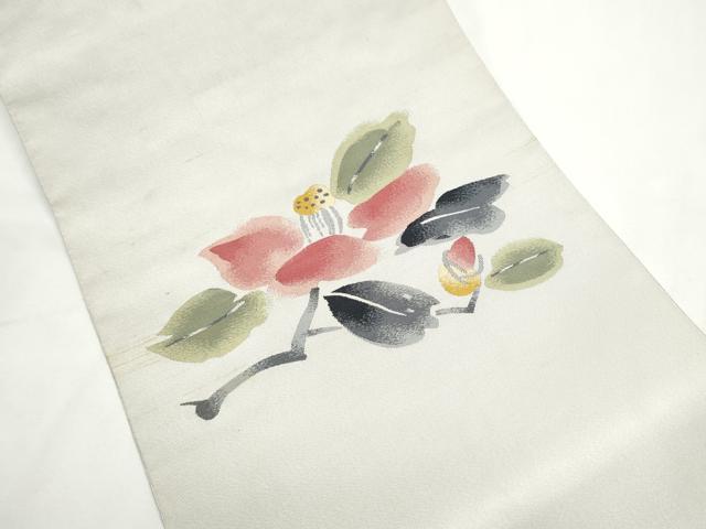 平和屋着物●爪掻き本綴れ　八寸名古屋帯　作家物　枝花文　銀糸　正絹　逸品　CABE8622hy 平和屋着物○爪掻き本綴れ 八寸名古屋帯 作家物 枝花