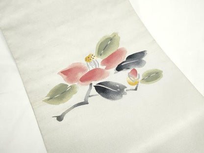平和屋着物●爪掻き本綴れ　八寸名古屋帯　作家物　枝花文　銀糸　正絹　逸品　CABE8622hy