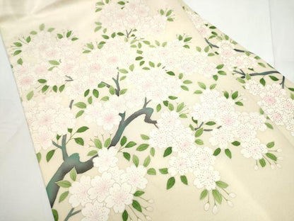 平和屋着物●九寸名古屋帯　枝桜文　金通し地　正絹　逸品　CABE8624hy