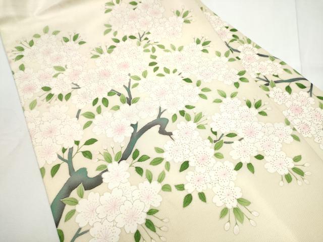 平和屋着物●九寸名古屋帯　枝桜文　金通し地　正絹　逸品　CABE8624hy