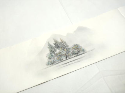 平和屋着物●内山晴祥　塩瀬　九寸名古屋帯　手描き　風景文　金彩　正絹　逸品　CABE8625hy