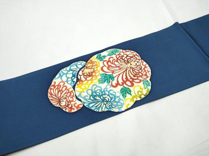 平和屋着物●塩瀬　九寸名古屋帯　型染め　乱菊　金銀彩　正絹　逸品　CABE8626hy
