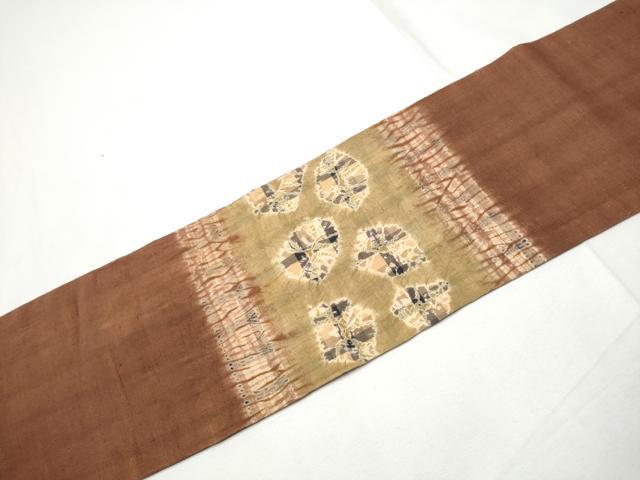 平和屋着物●九寸名古屋帯　紬地　蜘蛛絞り　丸文　正絹　逸品　CABE8630hy