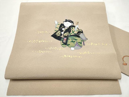 平和屋着物●内山晴祥　九寸名古屋帯　童子遊び　金彩　正絹　逸品　CABE8640hy