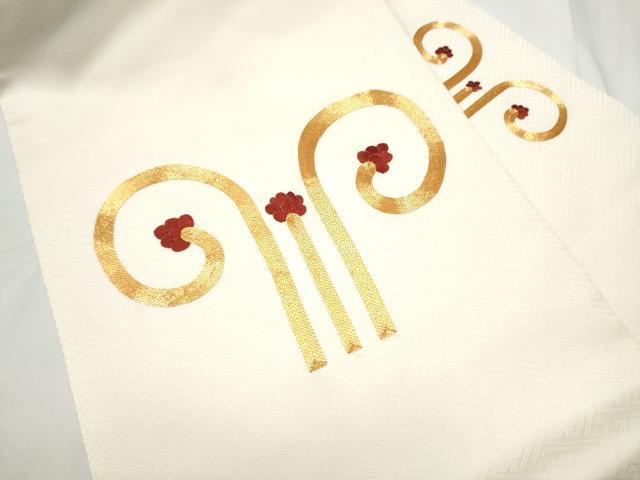 平和屋着物●九寸名古屋帯　総刺繍　駒刺繍　唐花文　正絹　逸品　CABE8647hy