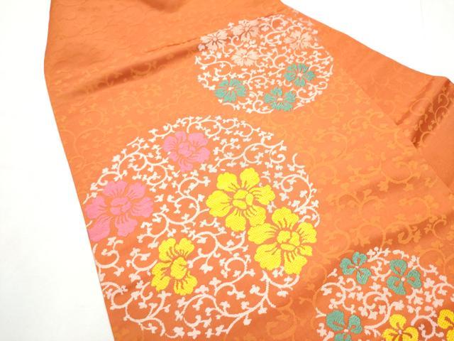 平和屋着物●九寸名古屋帯　唐織　花唐草丸文　正絹　逸品　CABE8652hy