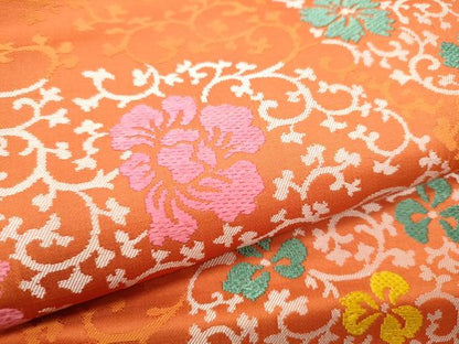 平和屋着物●九寸名古屋帯　唐織　花唐草丸文　正絹　逸品　CABE8652hy