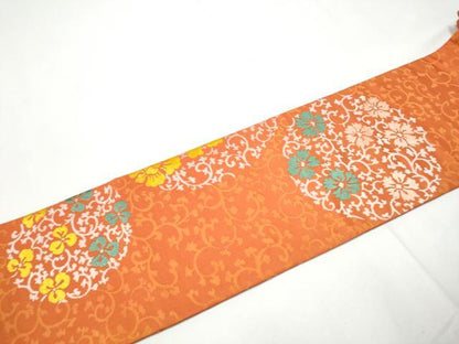 平和屋着物●九寸名古屋帯　唐織　花唐草丸文　正絹　逸品　CABE8652hy
