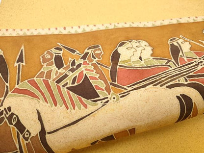 平和屋着物●塩瀬　九寸名古屋帯　ろうけつ染　エジプト壁画文様　正絹　逸品　CABE8662hy