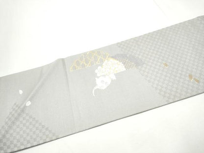 平和屋着物●九寸名古屋帯　猫　犬　みみずく　雪輪花文　金糸　ほていや扱い　正絹　逸品　CABE8664hy