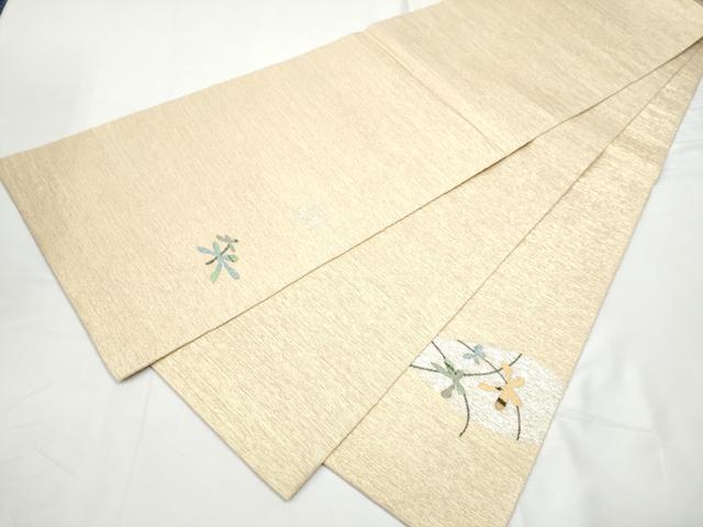 平和屋着物●西陣　宮階織物　宮繍苑　里葉　太鼓柄袋帯　流水花文　金銀糸　正絹　逸品　CABE8675hy 平和屋着物○西陣 宮階織物 宮繍苑 里葉 太鼓柄袋帯